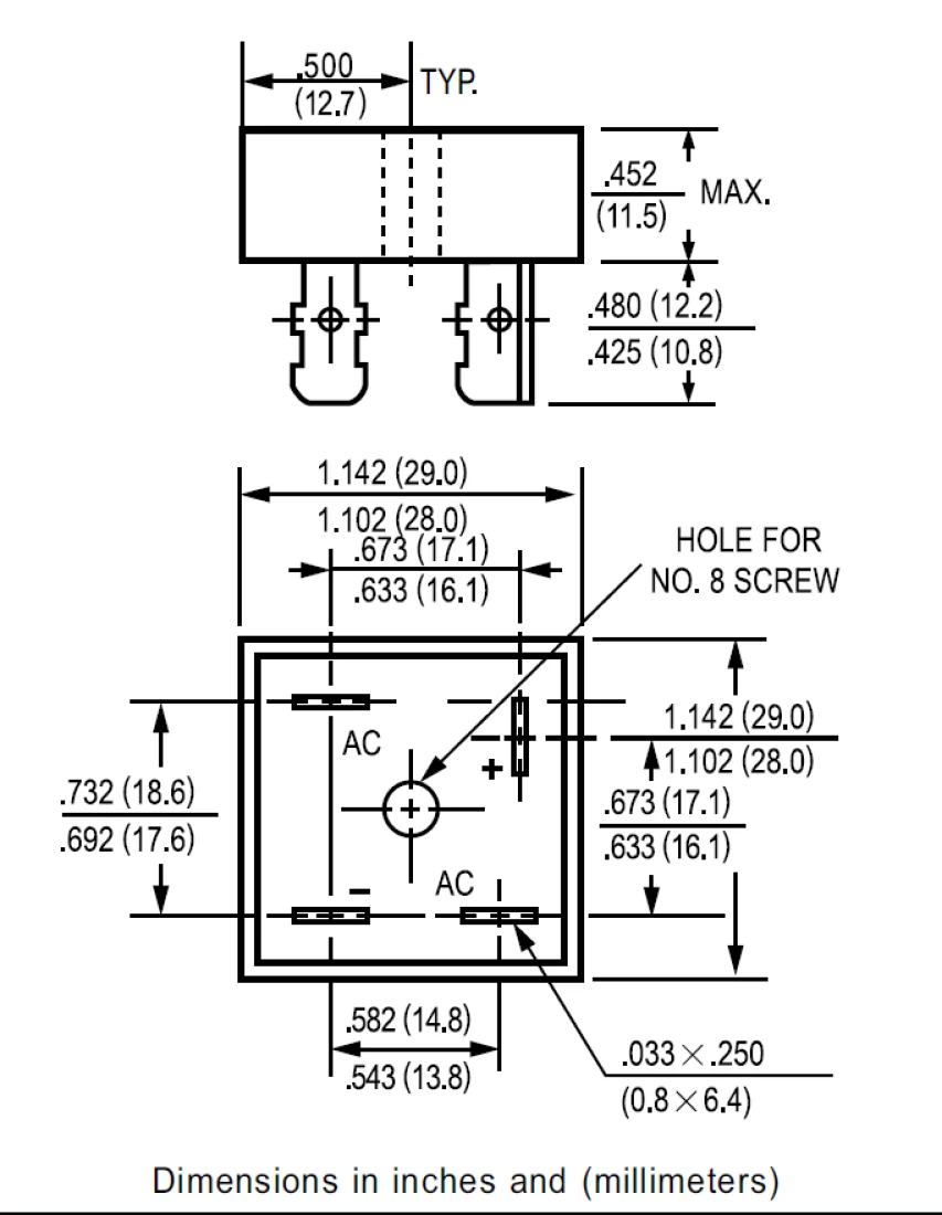 Metall Brückengleichrichter 25A max 560V KBPC2508