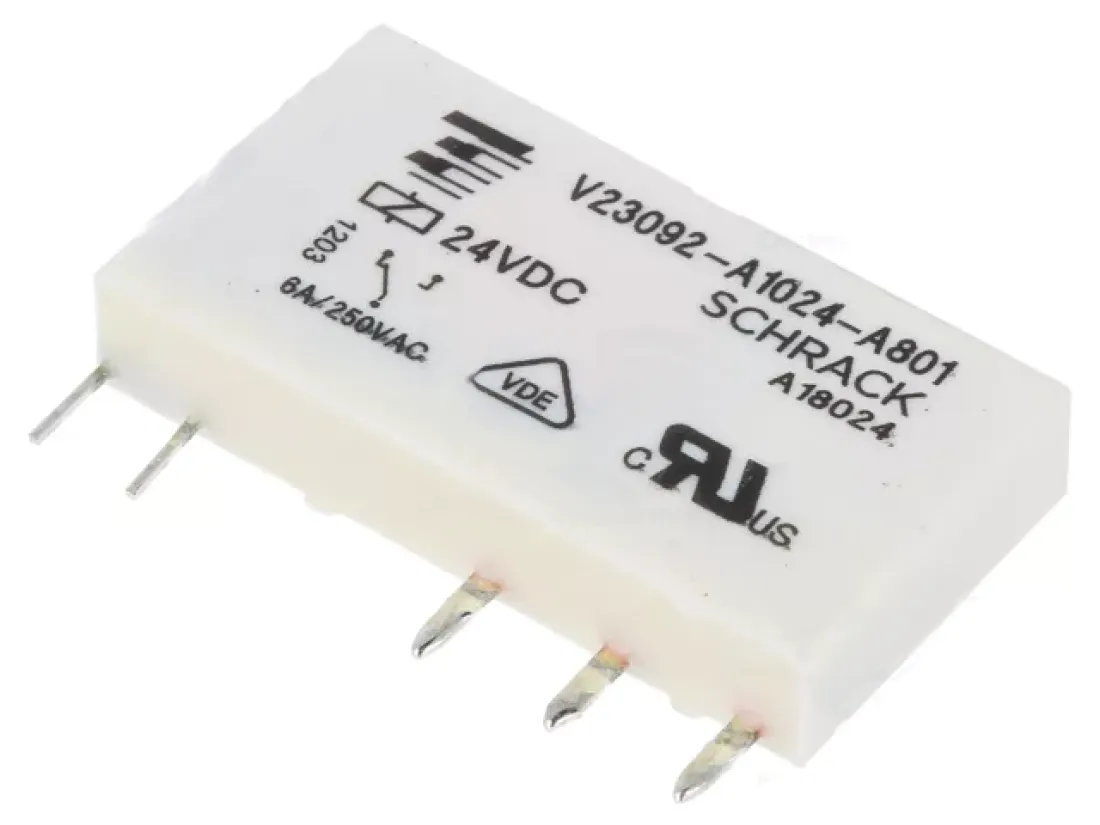 TE connectivity/Schrack Flachrelais Relais 24V DC max 6A/250V AC 1x UM (1x Wechselkontakte) V23092-A1024-A801