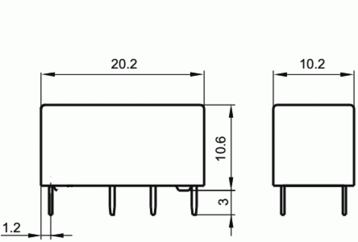 HF Signalrelais single side stable 12V DC 2x UM (2x Wechselkontakt) HFD2/012-S