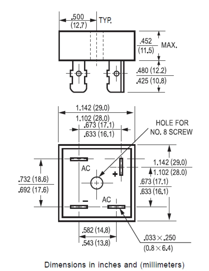 Metall Brückengleichrichter 35A max 560V KBPC3508