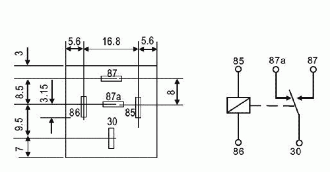 KFZ-Relais 12V - 30A 1x Schließerkontakt (mit Haltefahne) +