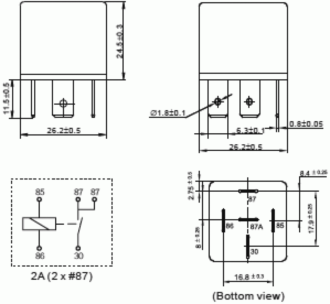 12V KFZ Relais max 40A mit Doppelschaltkontakt 1 Eingang auf 2 Ausgänge