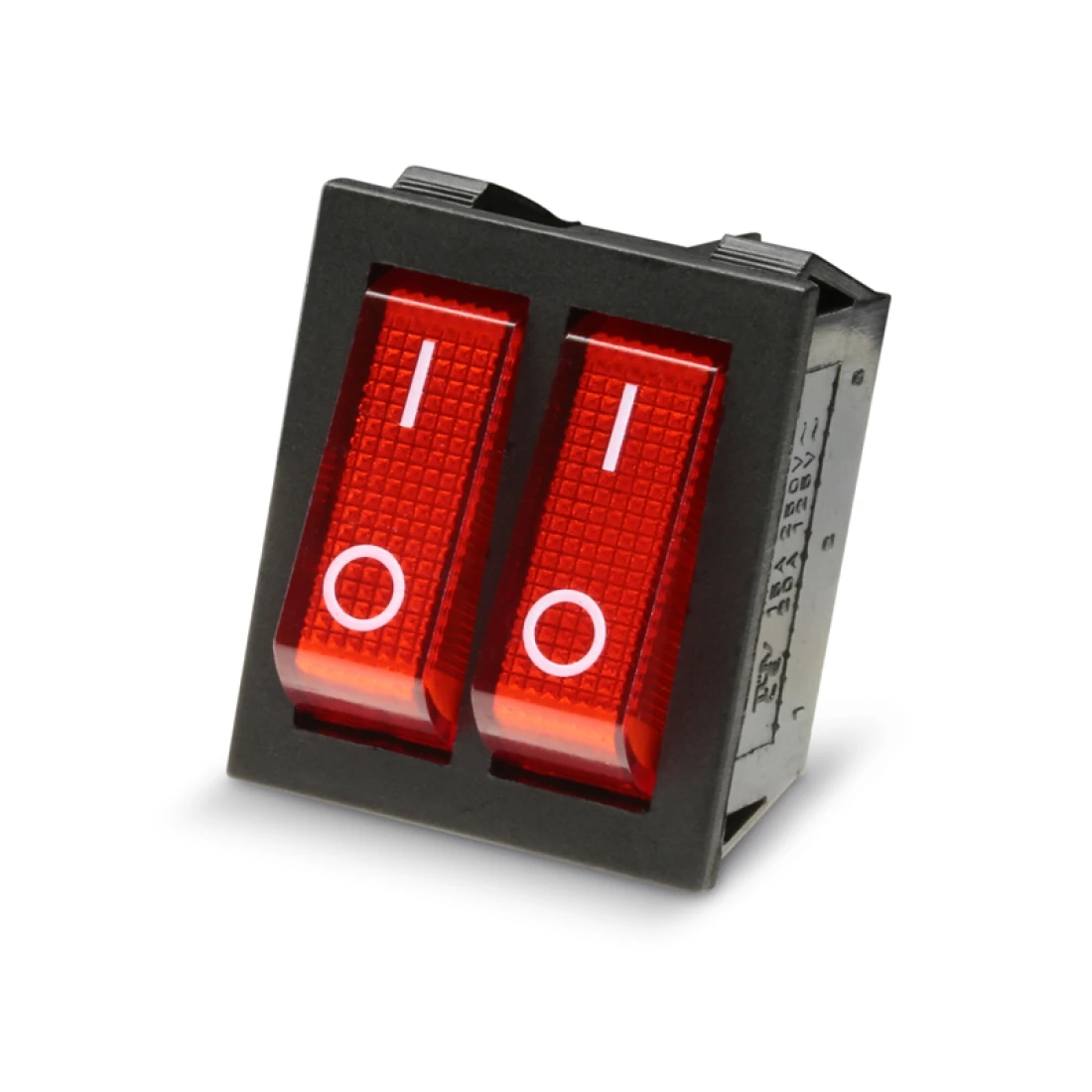 Doppel Wippenschalter Wippschalter 2x EIN / AUS IRS-201 mit roten Wippen und Beleuchtung