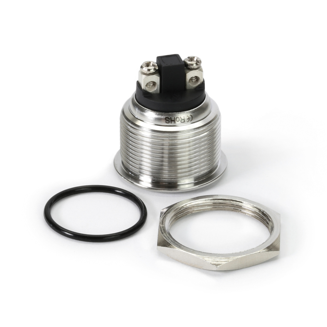 25mm Edelstahl Drucktaster Taster 1x (EIN) rund mit gewölbter Oberfläche für 22mm Montageöffnung