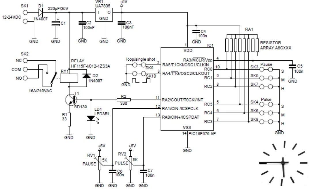 Timer Zeitrelais Intervallschalter 1sec - 60Std regelbar 12V - 24V MK188 Velleman Bausatz WHADDA WST188
