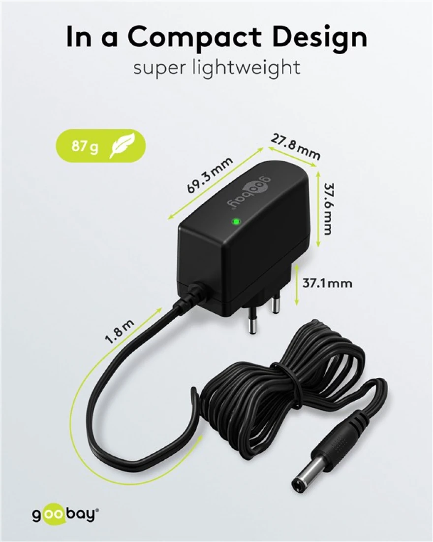 Steckernetzteil Steckernetzgerät 12V DC 1000mA 5,5 x 2,5mm schwarz