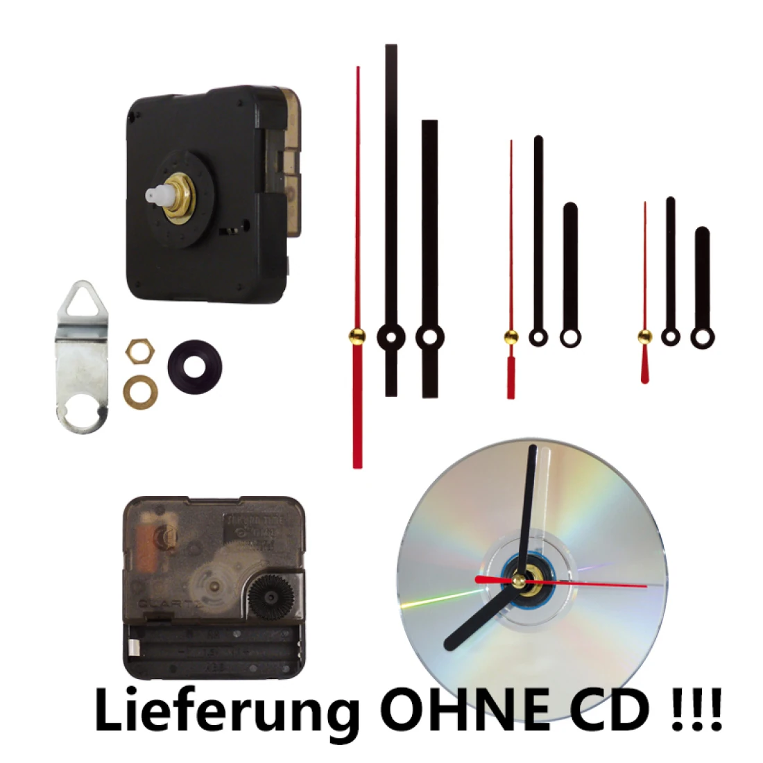 Quarz Uhrwerk mit 3 Zeigersätzen aus Metall Batteriebetriebe