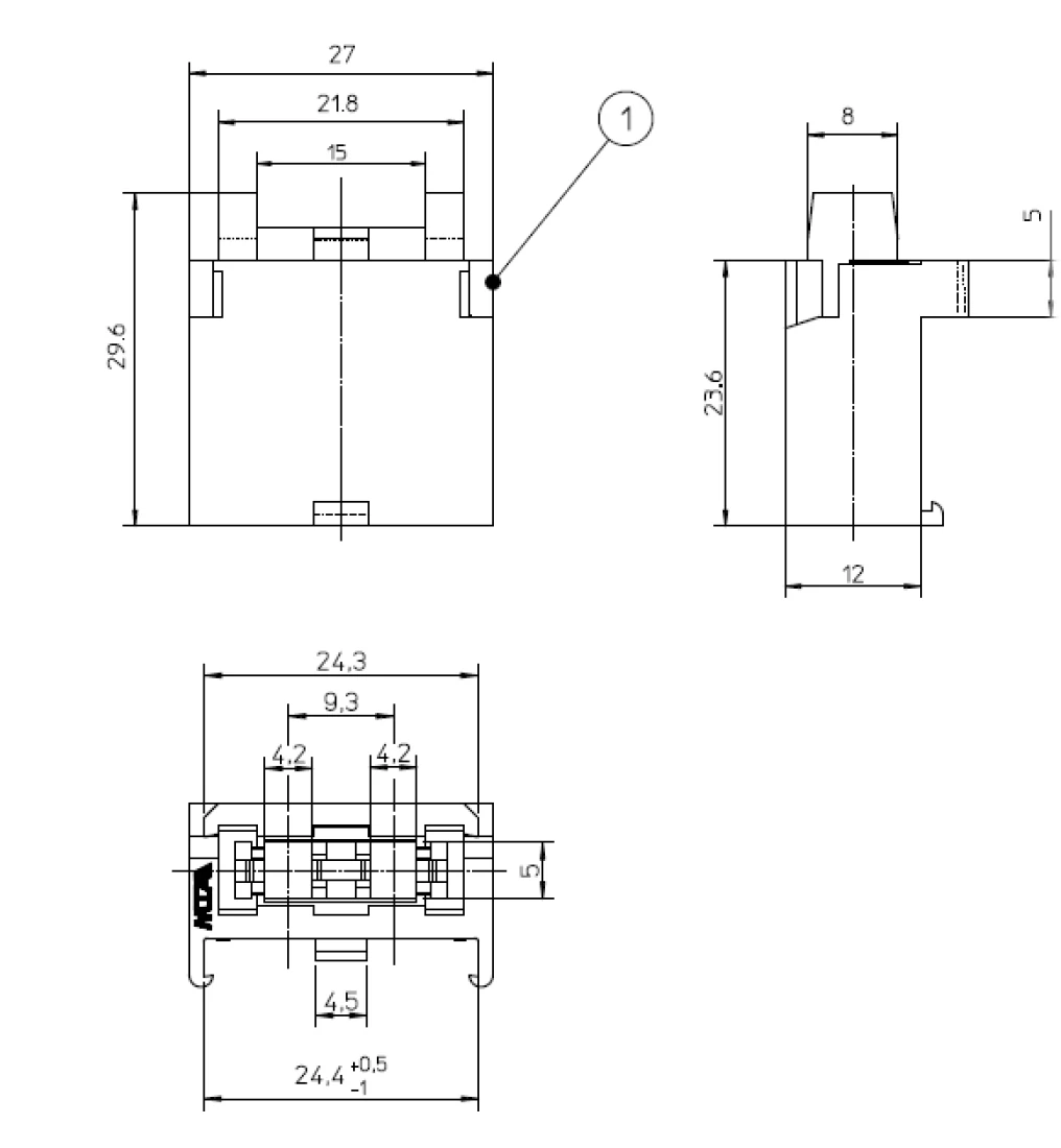 Sicherungshalter anreihbar für 19mm KFZ Sicherungen max 30A MTA 0300354