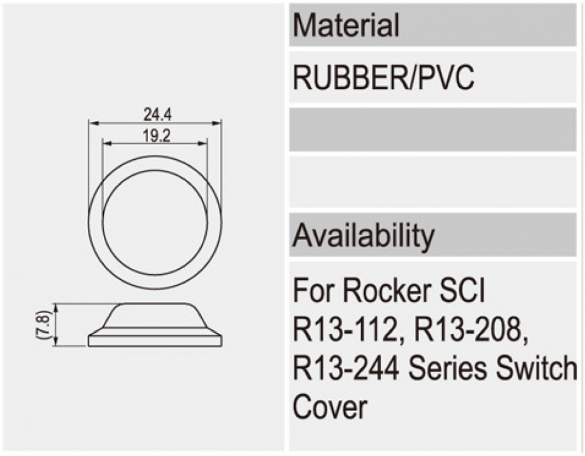Staubschutzkappe PVC Abdeckung für Wippenschalter Rund 24,4mm