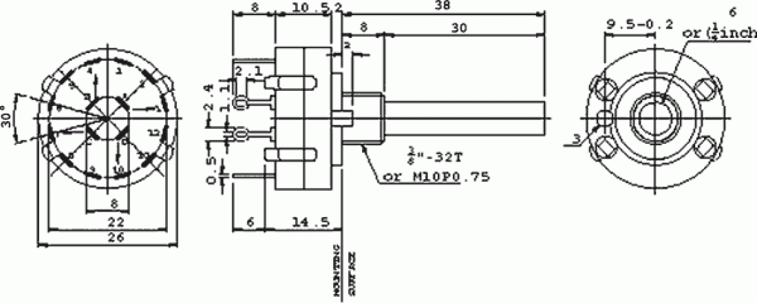 Stufendrehschalter Stufenschalter Drehschalter mit 1x12 Positionen MSP 1-1-12P