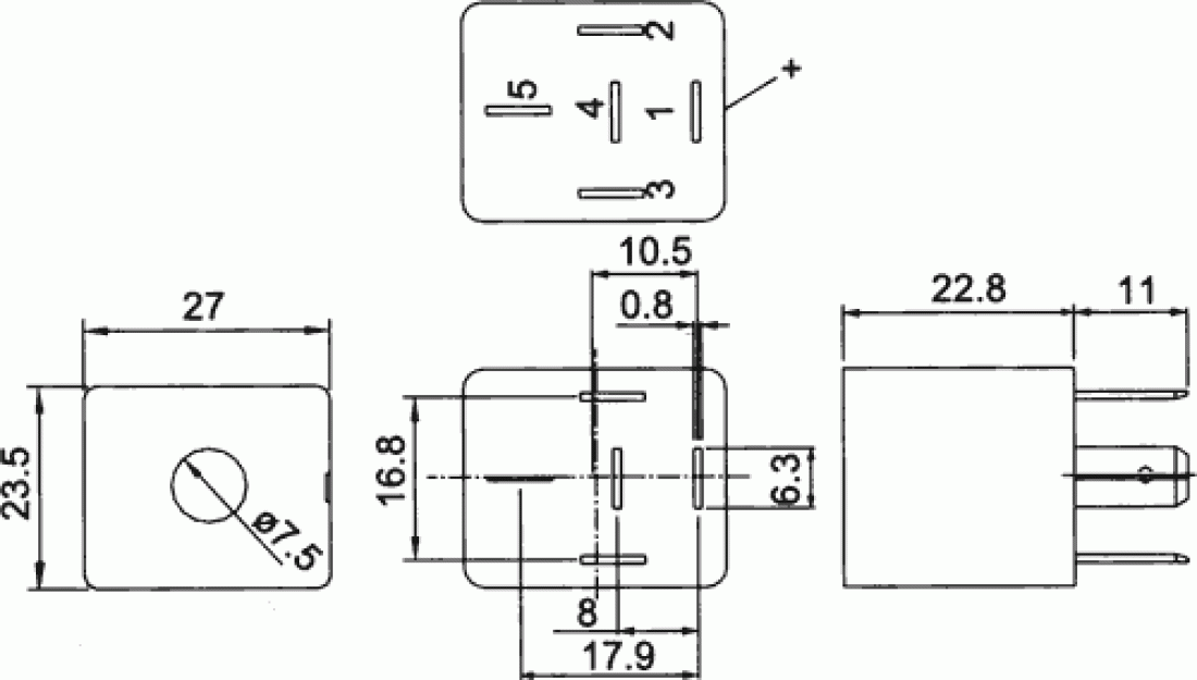 Elektromagnetischer Signalgeber Summer 18V - 28V DC mit KFZ Relaissockel