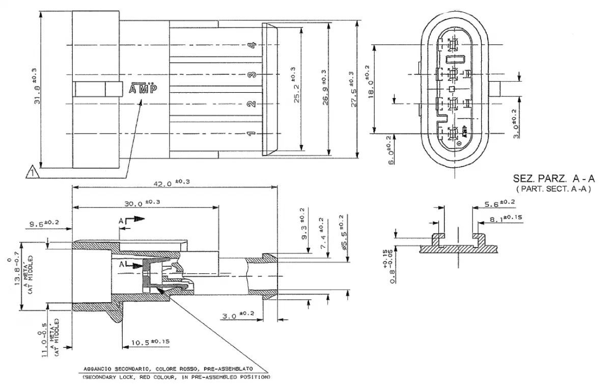 Superseal KFZ Steckverbinder wasserdicht Komplettset 4-polig 0,75-1,5mm²