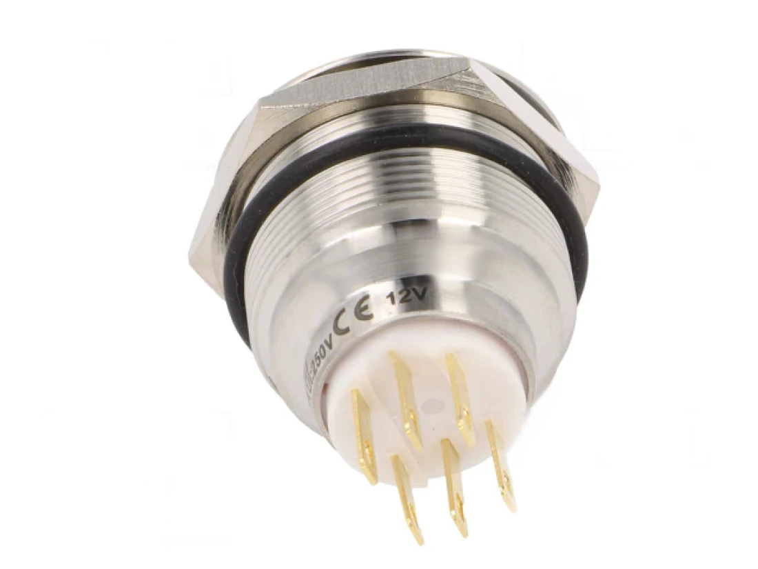 28mm Vandalismusschutz Taster Drucktaster 3A/230V SPST weiß beleuchteter Ring Edelstahl