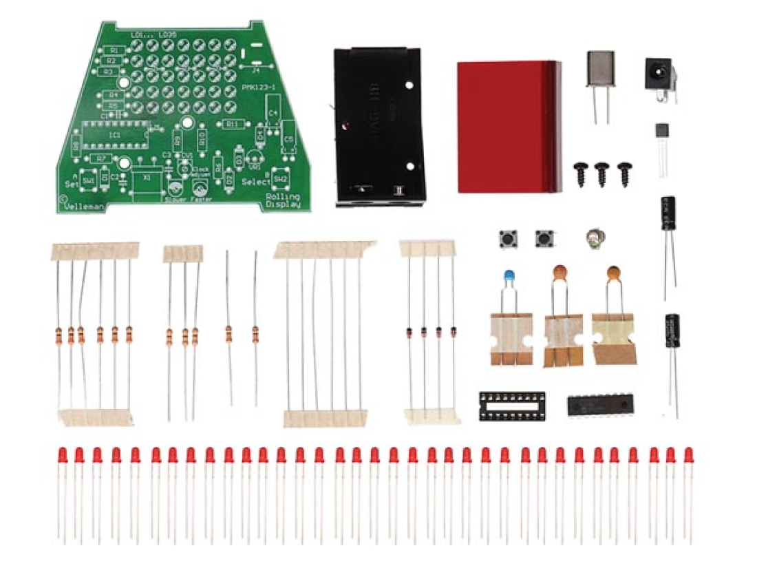 Laufschrift-Uhr 9V - 12V MK123 Velleman Bausatz WHADDA WST123