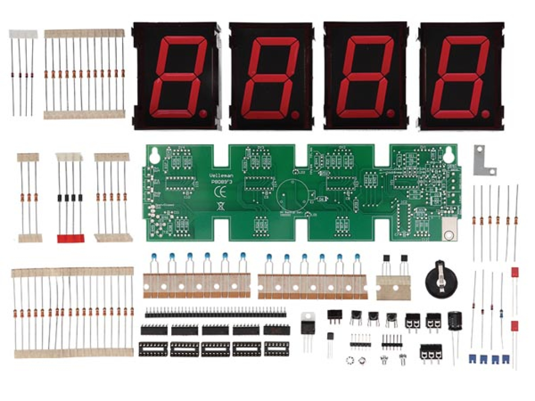 Digitaluhr mit 7-Segmentanzeigen für Stunden und Minuten Velleman WHADDA WST8089