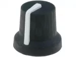 Drehknopf schwarz mit weißer Feingummiauflage für 6mm Aufnahme