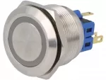 Vandalismusschutz Drucktaster Taster max 5A max 230V blau beleuchteter Ring Edelstahl