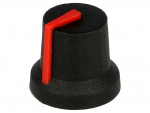 Drehknopf schwarz mit roter Feingummiauflage für 6mm Aufnahme